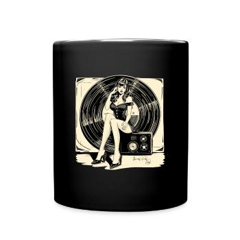 Disque vinyle musique femme cadeau - Mug uni - noir - Devant