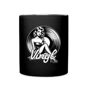 Disque vinyle musique femme cadeau - Mug uni - noir - Devant