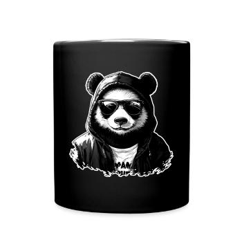 Panda Hoodie Sonnenbrille - Tasse einfarbig - Schwarz - Vorne