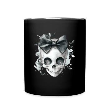 💜 Crâne Chic avec Nœud - Mug uni - noir - Devant