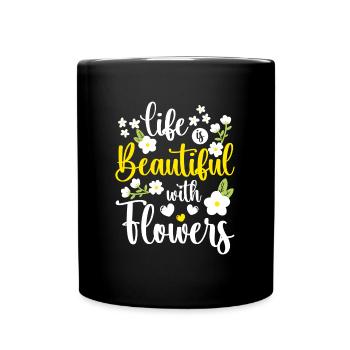 Bouquet Gift Green Thumb Pink - Full Colour Mug - black - Front