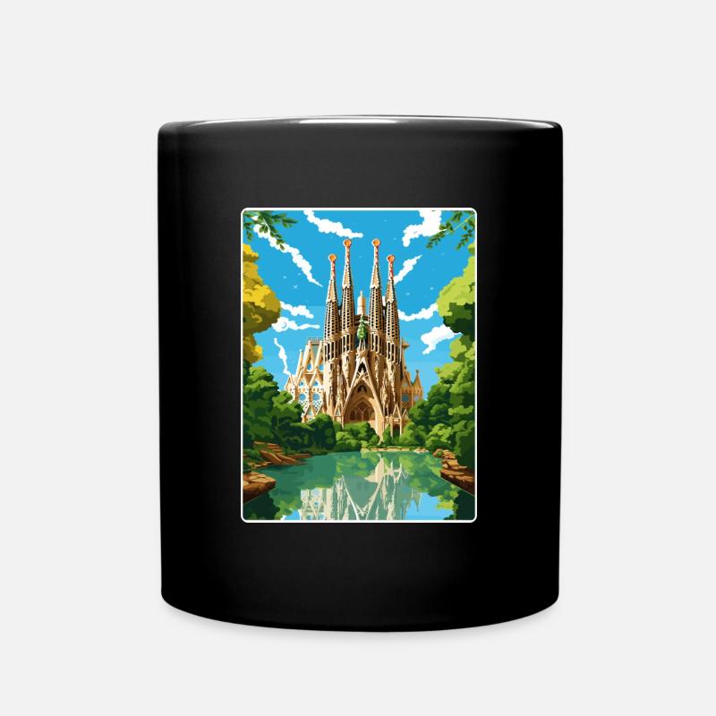 Barcelone Espagne Affiche de voyage Peinture Souvenir WPA - Mug uni - noir
