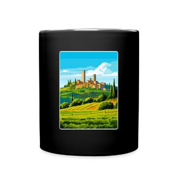 San Gimignano Italien Vintage Reise Poster Souvenir - Tasse einfarbig - Schwarz - Vorne
