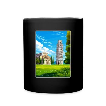 Pisa Italy Travel Poster Souvenir Postcard Paint - Full Colour Mug - black - Front