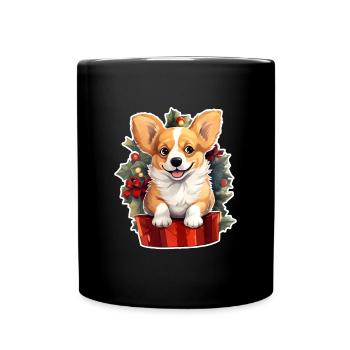 Frohe Weihnachten Happy Corgi Geschenk - Tasse einfarbig - Schwarz - Vorne