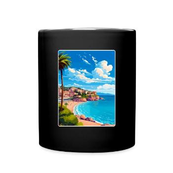 Côte Dazur France Affiche de voyage Peinture Souvenir WPA - Mug uni - noir - Devant