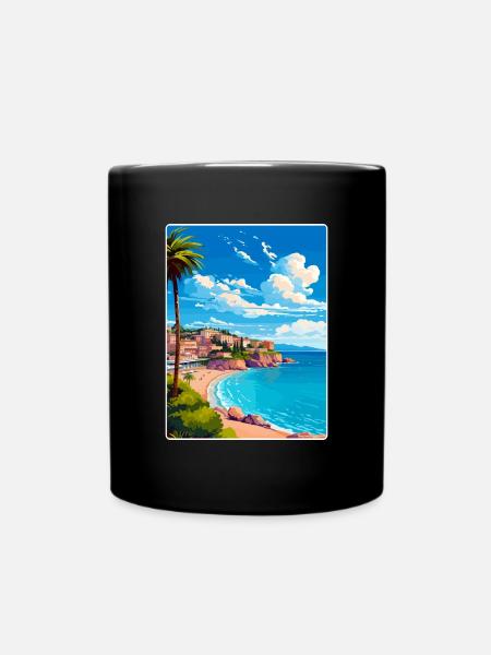 Cote Dazur Frankreich Reise Poster Souvenir Farbe WPA - Tasse einfarbig - Schwarz