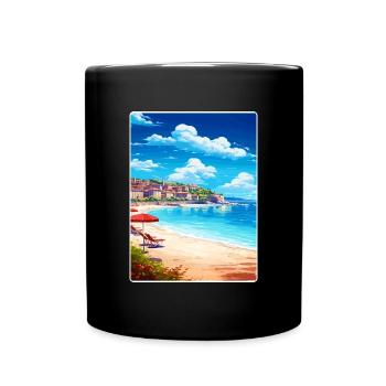 French Riviera France Travel Poster Souvenir WPA - Full Colour Mug - black - Front