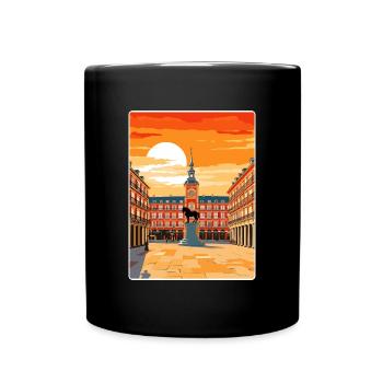 Madrid Espagne Affiche de voyage Souvenir Carte Postale Peinture - Mug uni - noir - Devant
