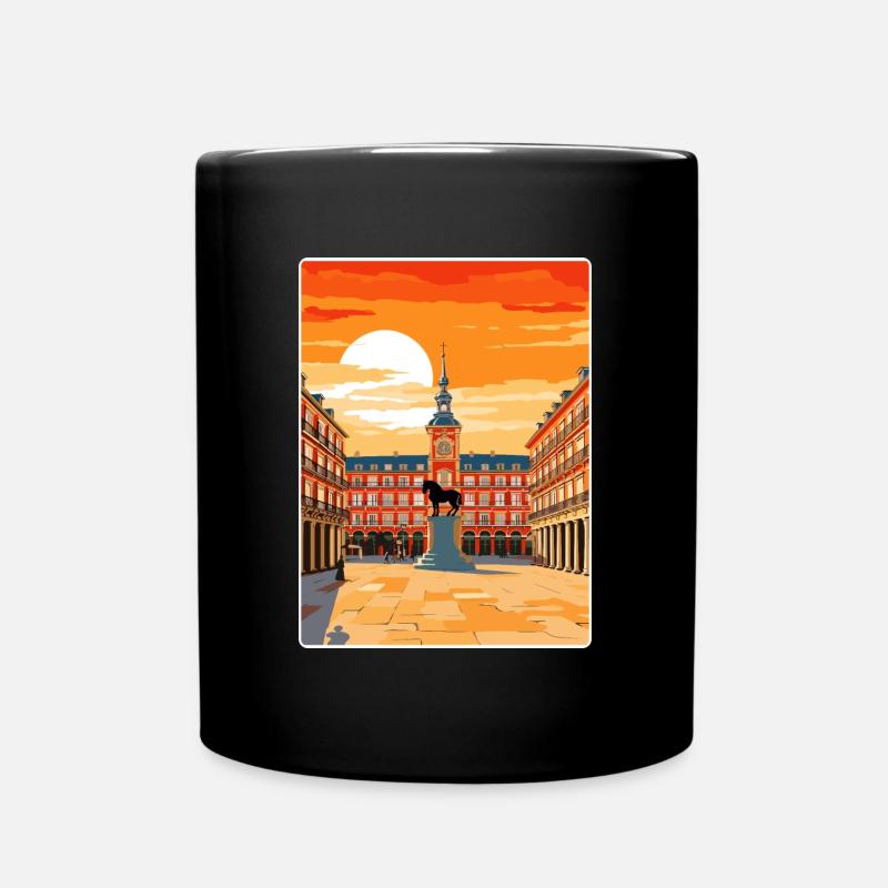 Madrid Espagne Affiche de voyage Souvenir Carte Postale Peinture - Mug uni - noir
