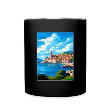 Dubrovnik Kroatien Reise Poster Souvenir Farbe WPA - Tasse einfarbig - Schwarz - Vorne