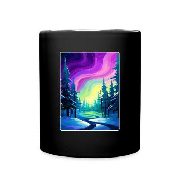 Aurores boréales Aurores boréales Islande Voyage WPA - Mug uni - noir - Devant