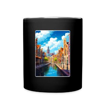 Amsterdam Netherlands Travel Poster Souvenir WPA - Full Colour Mug - black - Front