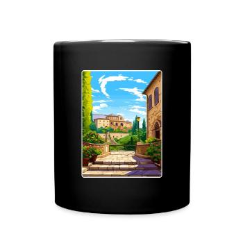 Pérouse Italie Affiche de voyage Peinture souvenir WPA - Mug uni - noir - Devant