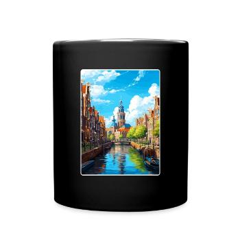 Amsterdam Netherlands Travel Poster Souvenir WPA - Full Colour Mug - black - Front