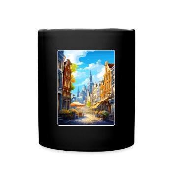 Amsterdam Netherlands Travel Poster Souvenir WPA - Full Colour Mug - black - Front