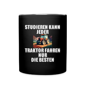 Traktor Landwirtschaft Trecker Landwirt Trecker - Tasse einfarbig - Schwarz - Vorne