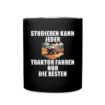 Traktor Landwirtschaft Trecker Landwirt Trecker - Tasse einfarbig - Schwarz - Vorne