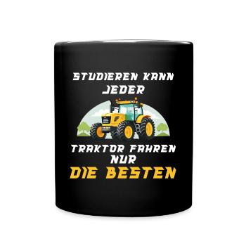 Traktor Landwirtschaft Trecker Landwirt Trecker - Tasse einfarbig - Schwarz - Vorne