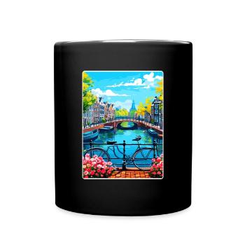 Amsterdam Niederlande Reiseposter Souvenir WPA - Tasse einfarbig - Schwarz - Vorne