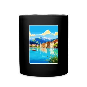 Annecy France Travel Poster Souvenir Painting WPA - Full Colour Mug - black - Front
