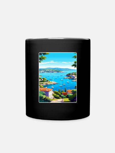Côte Dazur France Affiche de voyage Peinture Souvenir WPA - Mug uni - noir