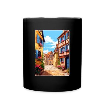 Alsace France Travel Poster Souvenir Painting WPA - Full Colour Mug - black - Front