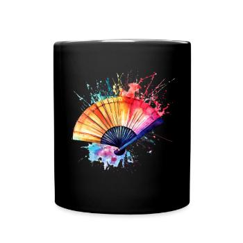 Éventail aquarelle éclatant - Mug uni - noir - Devant