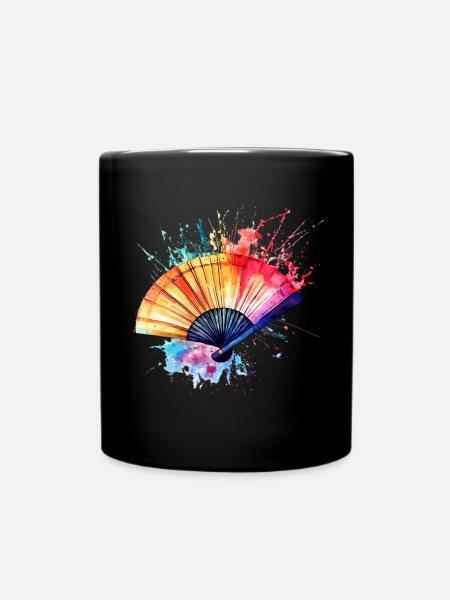 Éventail aquarelle éclatant - Mug uni - noir