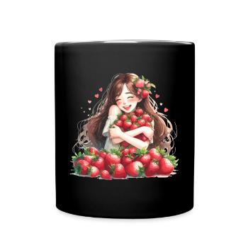 Strawberry Girl Strawberry Gift - Full Colour Mug - black - Front