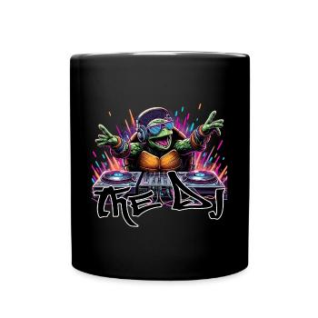 Schildkröte The DJ Musik Geschenk - Tasse einfarbig - Schwarz - Vorne