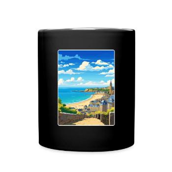 Saint Malo France Travel Poster Souvenir Paint WPA - Full Colour Mug - black - Front