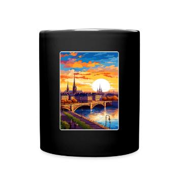 Bordeaux France Affiche de voyage Peinture Souvenir WPA - Mug uni - noir - Devant