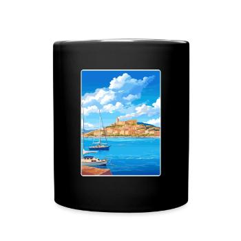 Saint Tropez Frankreich Vintage Reiseposter Souvenir - Tasse einfarbig - Schwarz - Vorne