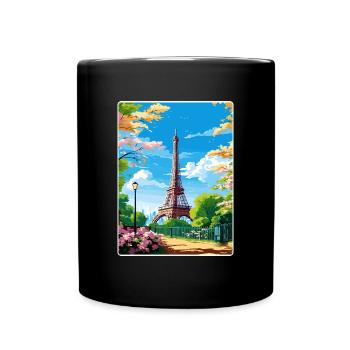 Paris France Affiche de voyage Souvenir Carte Postale Peinture - Mug uni - noir - Devant