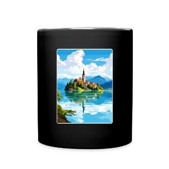 Lac de Bled Slovénie Affiche de voyage Peinture Souvenir WP - Mug uni - noir - Devant
