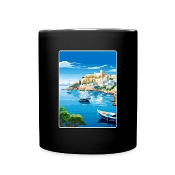 Kos Grèce Affiche de voyage Souvenir Carte Postale Peinture - Mug uni - noir - Devant