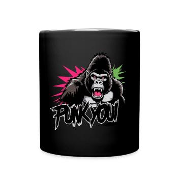 Punk You - Cooler Gorilla Comic Stil - Tasse einfarbig - Schwarz - Vorne