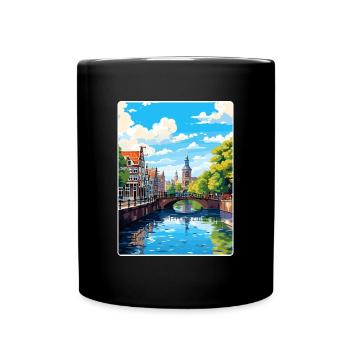 Amsterdam Netherlands Travel Poster Souvenir WPA - Full Colour Mug - black - Front