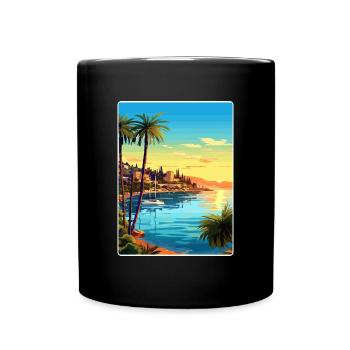 French Riviera France Travel Poster Souvenir WPA - Full Colour Mug - black - Front
