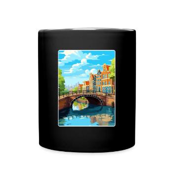 Amsterdam Netherlands Travel Poster Souvenir WPA - Full Colour Mug - black - Front