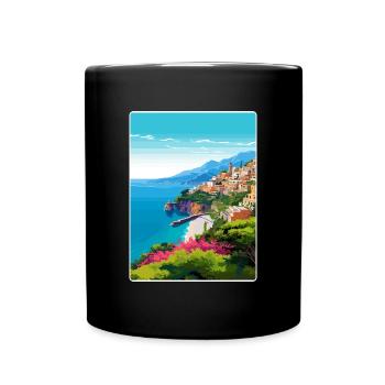 Amalfi Italien Reise Poster Souvenir Postkarte Farbe - Tasse einfarbig - Schwarz - Vorne