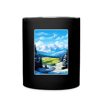 Alpes françaises France Affiche de voyage Souvenir Paint WP - Mug uni - noir - Devant
