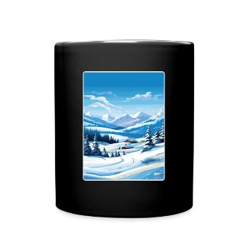 Alpes françaises France Affiche de voyage Souvenir Paint WP - Mug uni - noir - Devant