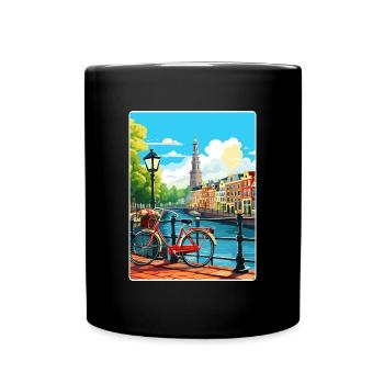 Amsterdam Netherlands Travel Poster Souvenir WPA - Full Colour Mug - black - Front