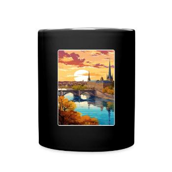 Bordeaux France Affiche de voyage Peinture Souvenir WPA - Mug uni - noir - Devant