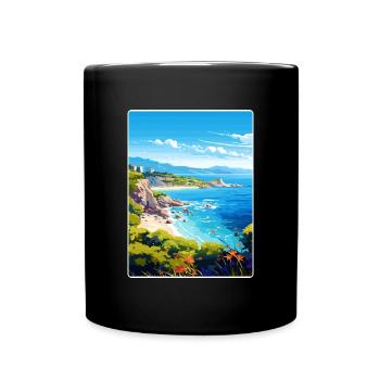 Corse France Voyage Poster Souvenir Peinture WPA - Mug uni - noir - Devant