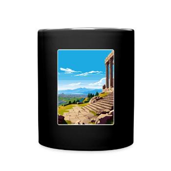 Pergame Turquie Ville Voyage Poster Souvenir WPA - Mug uni - noir - Devant