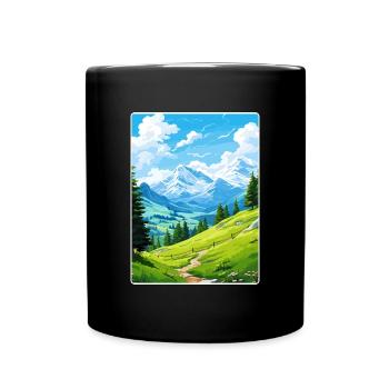 Stoos Schweiz Reise Poster Souvenir Farbe WPA - Tasse einfarbig - Schwarz - Vorne