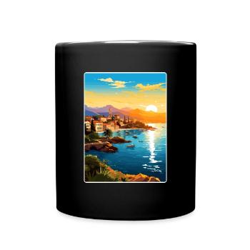 Antalya Turkey Travel Poster Souvenir Painting WPA - Full Colour Mug - black - Front